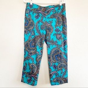 Talbots Turquoise Paisley Signature Ankle Pants 6P